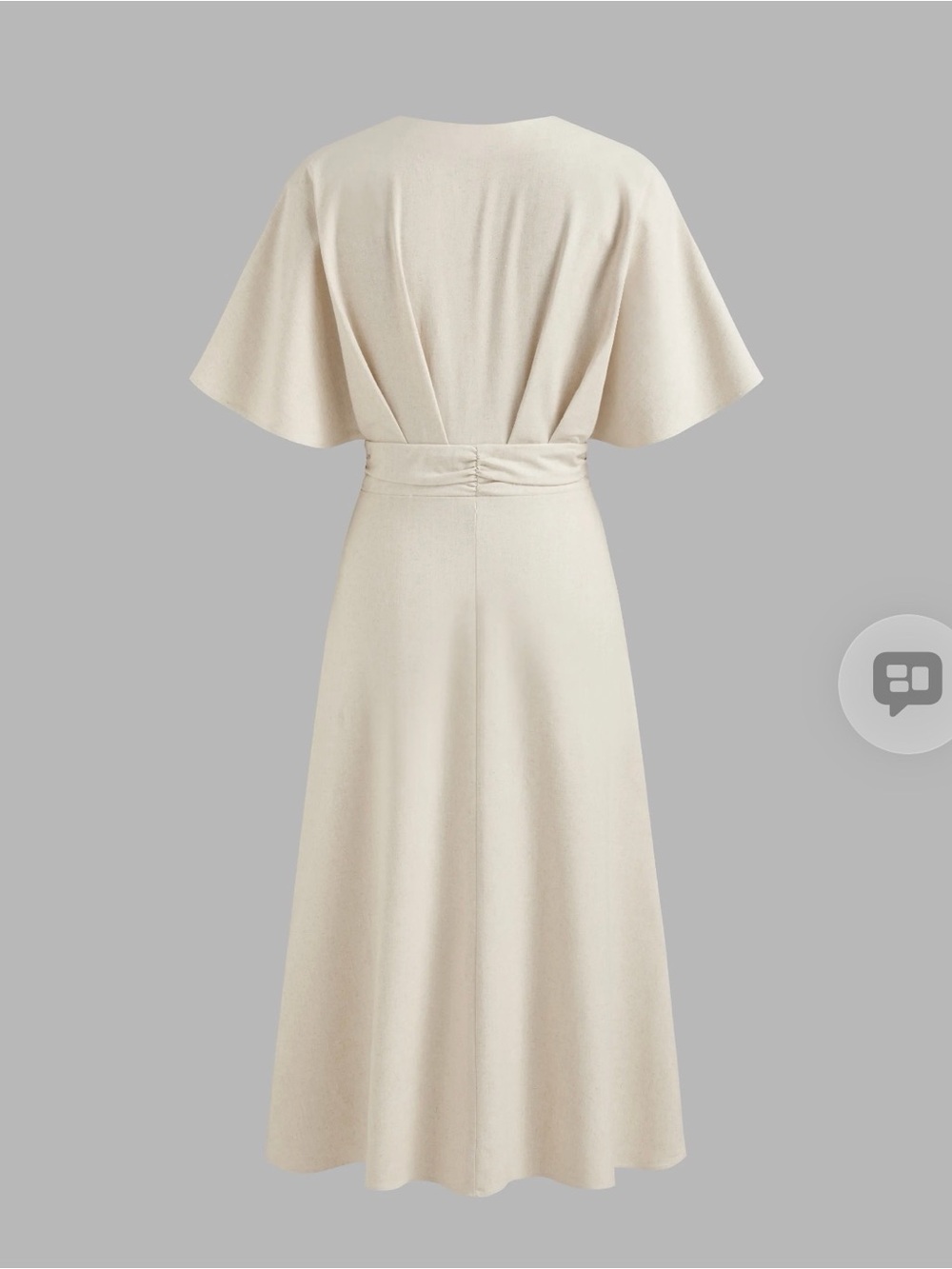 Cider Cream V-Neck Midi Dress with Buttoned Waist Detail - Picture 2 of 4
